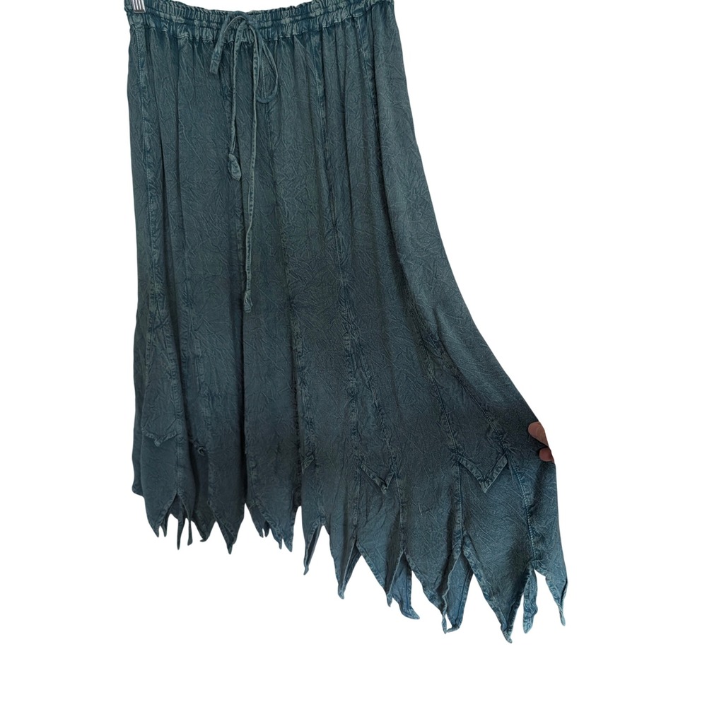 Boho Peasant Midi Skirt Small Sharkbite Asymmetric Hem Elastic Waist‎ Festival - Picture 4 of 6
